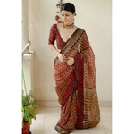 Handblock Printed Kota Silk Saree with patch borders in Satin silkCrape SilkOrganzaGeorgette Silk on the inside