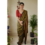 Small Handblock printed and handmade natural dyed Gajji silk Ajrakh saree.