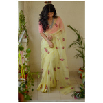 Handloom Chanderi Resham Silk Saree ,elevated with resham thread and sequins hand embroidery.