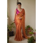 Handwoven metallic linen saree.