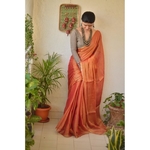 Hand-woven metallic linen saree