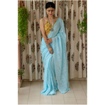 Handembroidered kota doria cotton jaal tippichi chikankari saree.