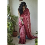 Handwoven and handmade Tussar silk shibori saree