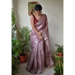 Handwoven jari blended tussar silk saree