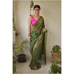 Handwoven khaddi georgette banarasi saree with running blouse.