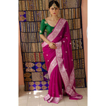 Handwoven kadhwa chiffon Banarasi silk saree with woven motifs.