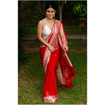 Handwoven Rupa Booti khaddi banarasi chiffon saree