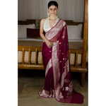 Handwoven Rupa Booti khaddi banarasi chiffon saree