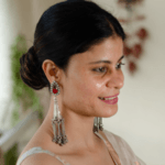 Handmade pure silver long earring with neg