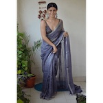 Handwoven Jari blended linen saree
