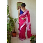 Handwoven kadiyal chiffon banarasi saree with silver jari.