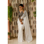 Handembroidered chikankari kota silk saree.