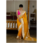Handwoven Rupa Booti khaddi banarasi chiffon saree