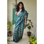 Handwoven and Handmade Tussar silk shibori saree