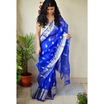 Handwoven organza sheer silk saree with motifs