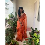 Handwoven organza 2x2 sheer silk saree with banarasi border.