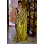 Handwoven jari blended tussar silk saree.