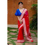 Handwoven Rupa Booti khaddi banarasi chiffon saree