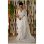 Handembroidered chikankari kota silk saree.