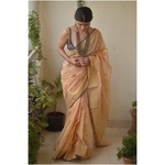 Handwoven Chanderi cotton silk saree with jari border
