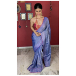 Handloom Metallic linen with inside patch borders in raw silk/satin silk/crepe silk.