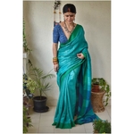 Handwoven tussar silk saree with Aari silk in pallu and border