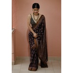 Handblock printed and handmade processed natural dyed mangalgiri cotton Ajrakh saree