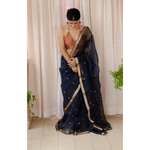 Handloom resham silk chanderi saree with woven motifs.