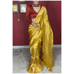 Handloom Twill linen saree blended with tissue blended