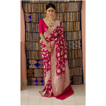 Handwoven kadhwa tussar silk Banarasi silk saree with woven motif .