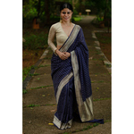 Handwooven kadhwa antique goldsilver jari mulmul cotton banarasi saree.