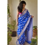 Handwoven katan silk banarasi saree with handwoven motifs.