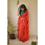 Handwoven and handmade chanderi silk saree in bandini design