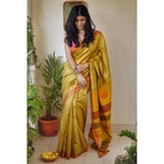 Handwoven tussar silk saree with kantha woven texture in pallu
