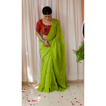 Handloom cotton chanderi silk saree with woven motifs.