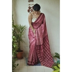 Handwoven and handmade Tussar silk shibori saree