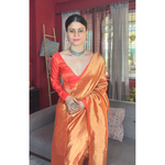 Handloom Twill linen saree blended with tissue blended