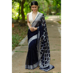 Handwoven kadwa chiffon banarasi saree with jaal work in pallu.
