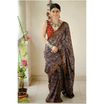 Handloom ,Handblock printed and handmade natural dyed mangalagiri cotton Ajrakh saree.