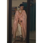 Handllom Chanderi silk dupatta in meenakari motifs in resham and gold jari
