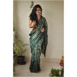 Handwoven and handmade Tussar silk saree in shibori