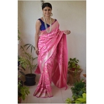 Handwoven Katan Silk Banarasi saree with handwoven motif and jari on pallu