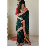 Handwoven muslin saree with the revival of old paithani design.