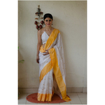 Handloom soft resham chanderi silk saree with zari motifs