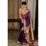 Handwoven organza kora banarasi silk saree.