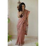 Hand block printed and natural dyed kota doria saree