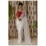 Handembroidered chikankari kota silk saree.