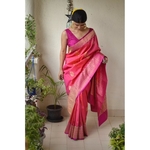 Handwoven Tussar Banarasi saree with allower kadhwa motif saree with jari border