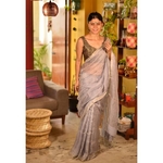 Handwoven Jari blended linen saree