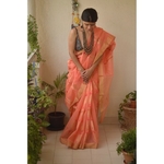 Handwoven Chanderi cotton silk saree with jari border